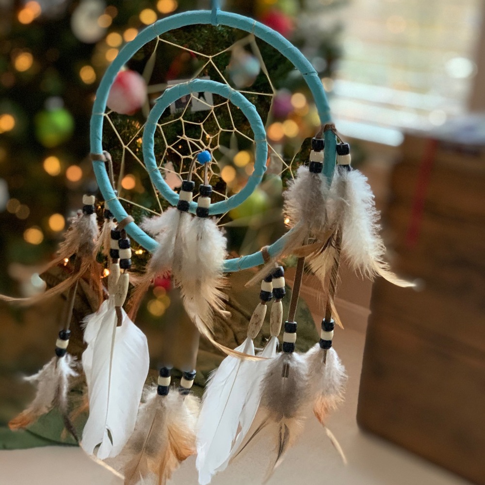 Turquoise Dreamcatcher with Natural Feathers